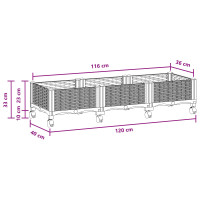 Produktbild för Trädgårdsplanterare med hjul Brun 120 x 40 x 29 cm PP