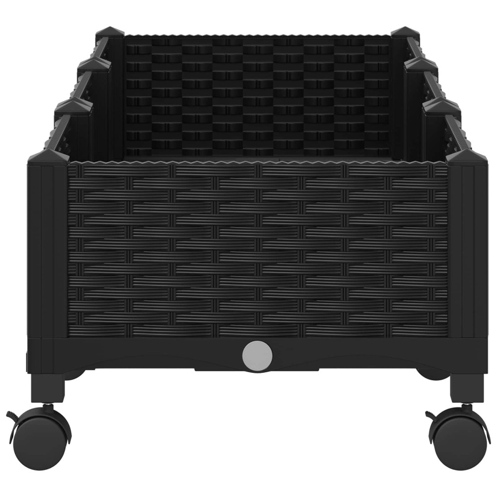 Produktbild för Trädgårdsplanterare med hjul Svart 120 x 40 x 29 cm PP