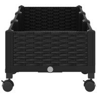 Produktbild för Trädgårdsplanterare med hjul Svart 120 x 40 x 29 cm PP