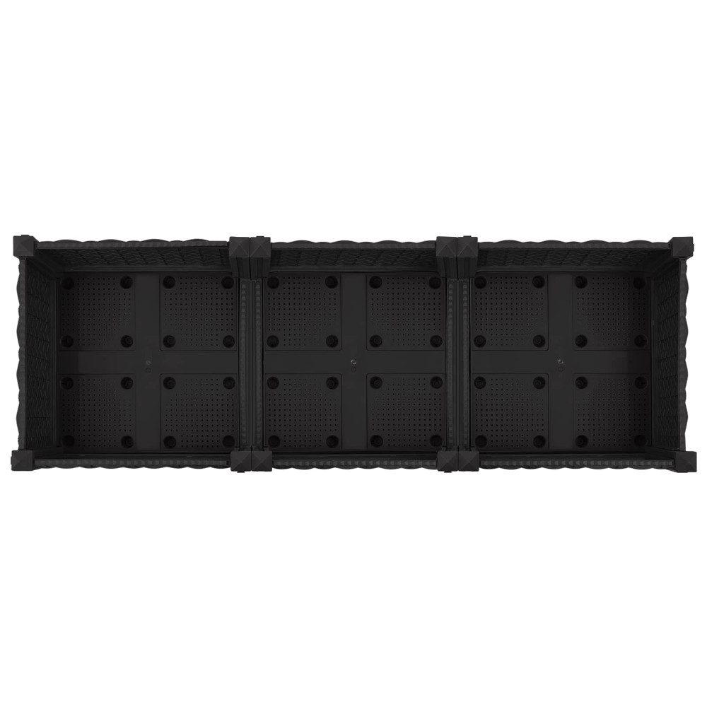 Produktbild för Trädgårdsplanterare med hjul Svart 120 x 40 x 29 cm PP