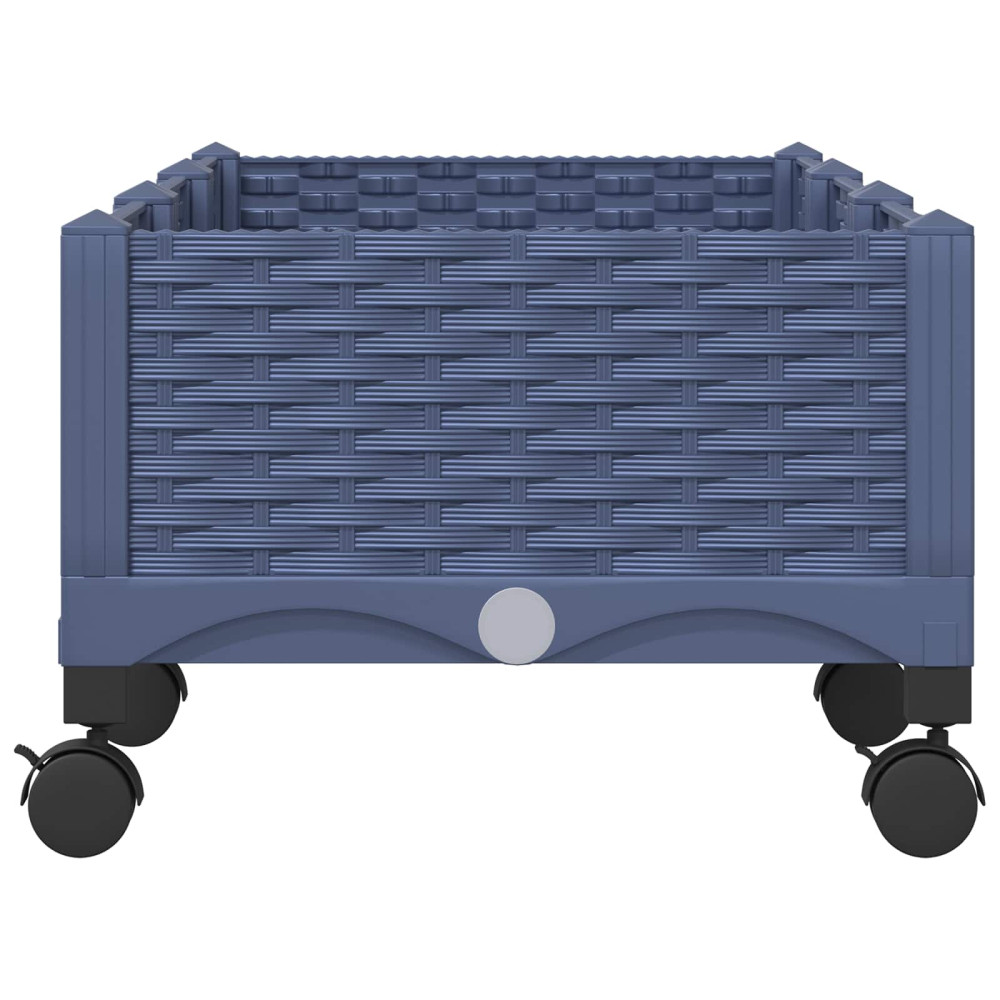 Produktbild för Trädgårdsplanterare med hjul Blå Grå 120 x 40 x 33 cm PP