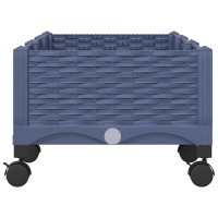 Produktbild för Trädgårdsplanterare med hjul Blå Grå 120 x 40 x 33 cm PP