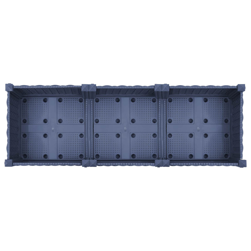 Produktbild för Trädgårdsplanterare med hjul Blå Grå 120 x 40 x 33 cm PP