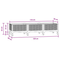 Produktbild för Trädgårdsplanterare med hjul Blå Grå 120 x 40 x 33 cm PP
