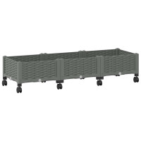 Produktbild för Trädgårdsplanterare med hjul Ljusgrå 120 x 40 x 33 cm PP
