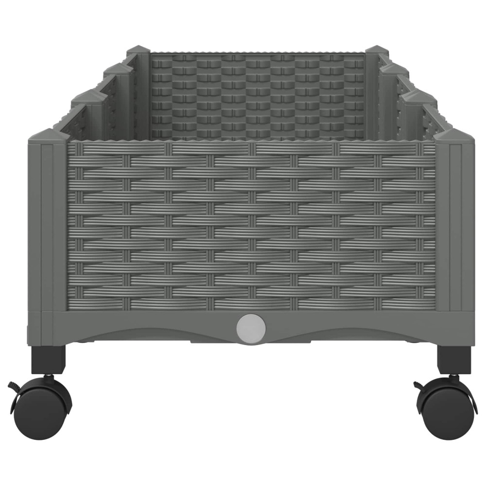 Produktbild för Trädgårdsplanterare med hjul Ljusgrå 120 x 40 x 33 cm PP