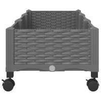 Produktbild för Trädgårdsplanterare med hjul Ljusgrå 120 x 40 x 33 cm PP