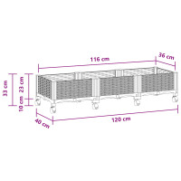 Produktbild för Trädgårdsplanterare med hjul Ljusgrå 120 x 40 x 33 cm PP