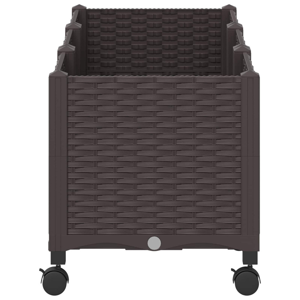 Produktbild för Trädgårdsplanterare med hjul Brun 120 x 40 x 44 cm PP