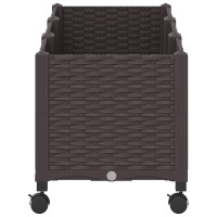 Produktbild för Trädgårdsplanterare med hjul Brun 120 x 40 x 44 cm PP