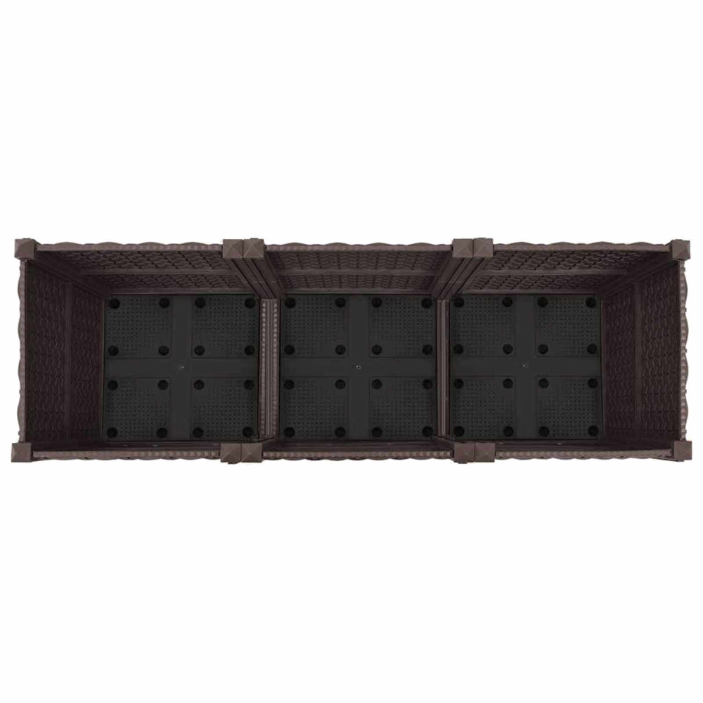 Produktbild för Trädgårdsplanterare med hjul Brun 120 x 40 x 44 cm PP
