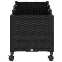 Produktbild för Trädgårdsplanterare med hjul Svart 120 x 40 x 44 cm PP