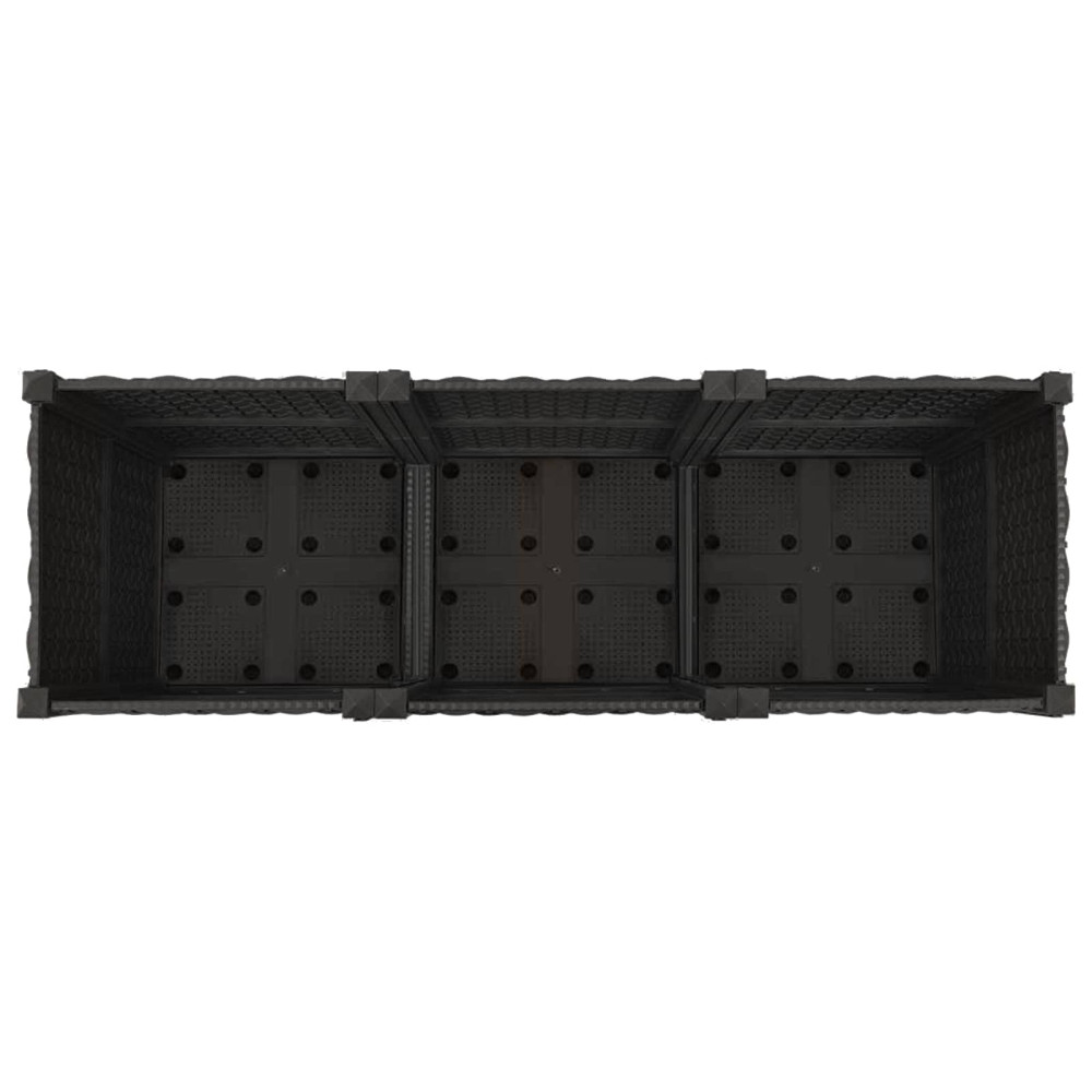 Produktbild för Trädgårdsplanterare med hjul Svart 120 x 40 x 44 cm PP