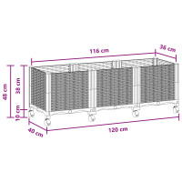 Produktbild för Trädgårdsplanterare med hjul Svart 120 x 40 x 44 cm PP