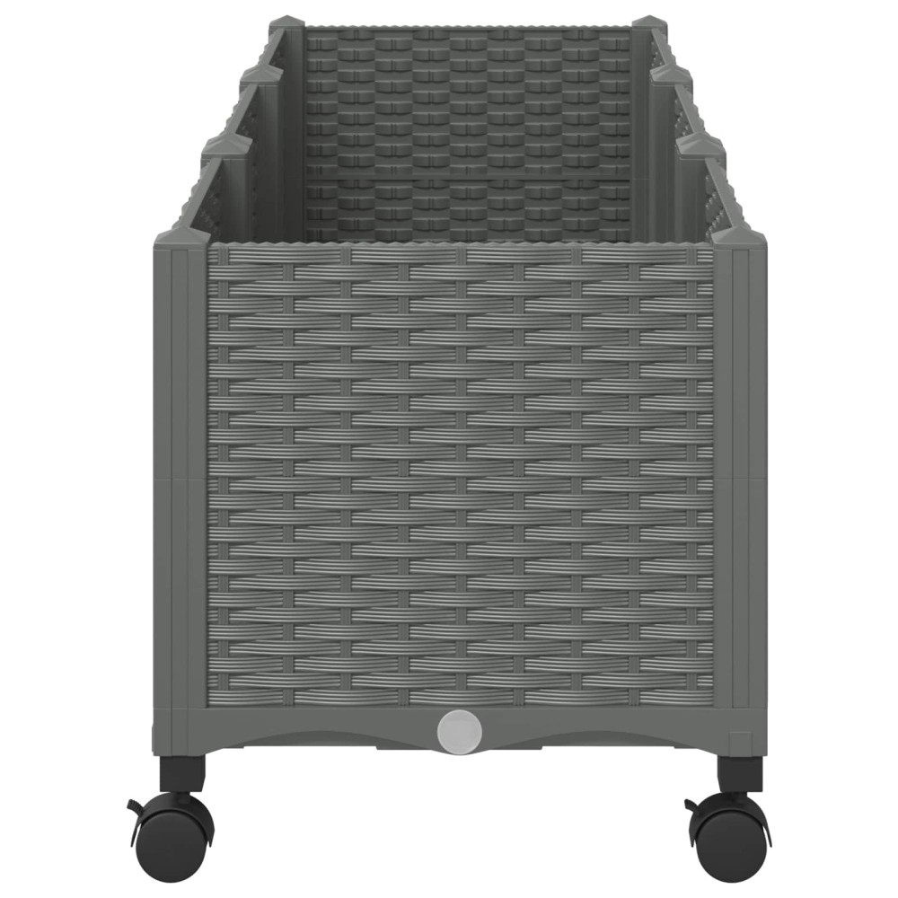Produktbild för Trädgårdsplanterare med hjul Ljusgrå 120 x 40 x 48 cm PP