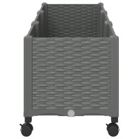 Produktbild för Trädgårdsplanterare med hjul Ljusgrå 120 x 40 x 48 cm PP