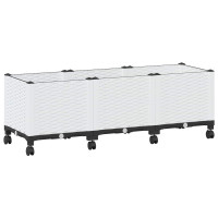 Produktbild för Trädgårdsplanterare med hjul Vit 120 x 40 x 48 cm PP