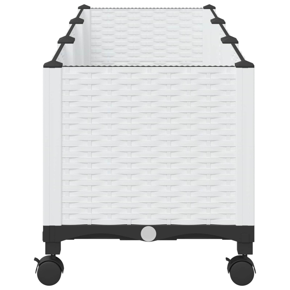 Produktbild för Trädgårdsplanterare med hjul Vit 120 x 40 x 48 cm PP