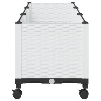 Produktbild för Trädgårdsplanterare med hjul Vit 120 x 40 x 48 cm PP