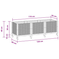 Produktbild för Trädgårdsplanterare med hjul Vit 120 x 40 x 48 cm PP