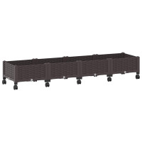Produktbild för Trädgårdsplanterare med hjul Brun 160 x 40 x 29 cm PP