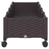 Produktbild för Trädgårdsplanterare med hjul Brun 160 x 40 x 29 cm PP