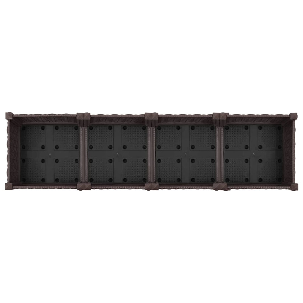 Produktbild för Trädgårdsplanterare med hjul Brun 160 x 40 x 29 cm PP