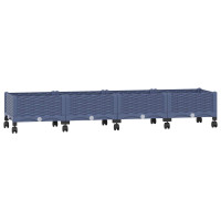 Produktbild för Trädgårdsplanterare med hjul Blå Grå 160 x 40 x 33 cm PP
