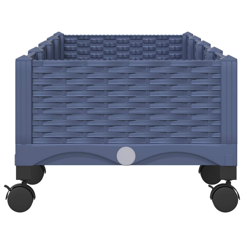 Produktbild för Trädgårdsplanterare med hjul Blå Grå 160 x 40 x 33 cm PP
