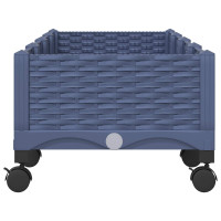 Produktbild för Trädgårdsplanterare med hjul Blå Grå 160 x 40 x 33 cm PP