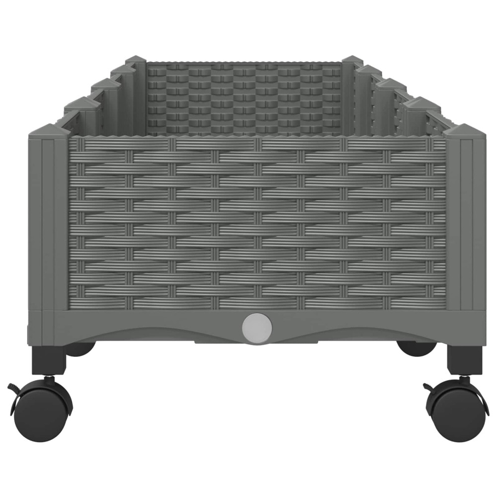 Produktbild för Trädgårdsplanterare med hjul Ljusgrå 160 x 40 x 33 cm PP