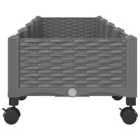 Produktbild för Trädgårdsplanterare med hjul Ljusgrå 160 x 40 x 33 cm PP