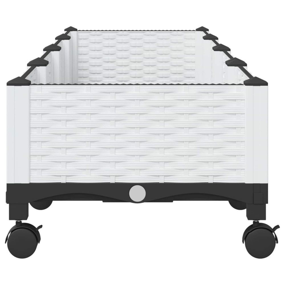 Produktbild för Trädgårdsplanterare med hjul Vit 160 x 40 x 33 cm PP