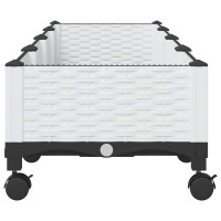 Produktbild för Trädgårdsplanterare med hjul Vit 160 x 40 x 33 cm PP