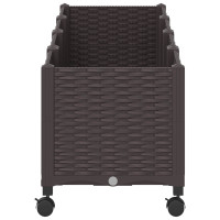 Produktbild för Trädgårdsplanterare med hjul Brun 160 x 40 x 44 cm PP