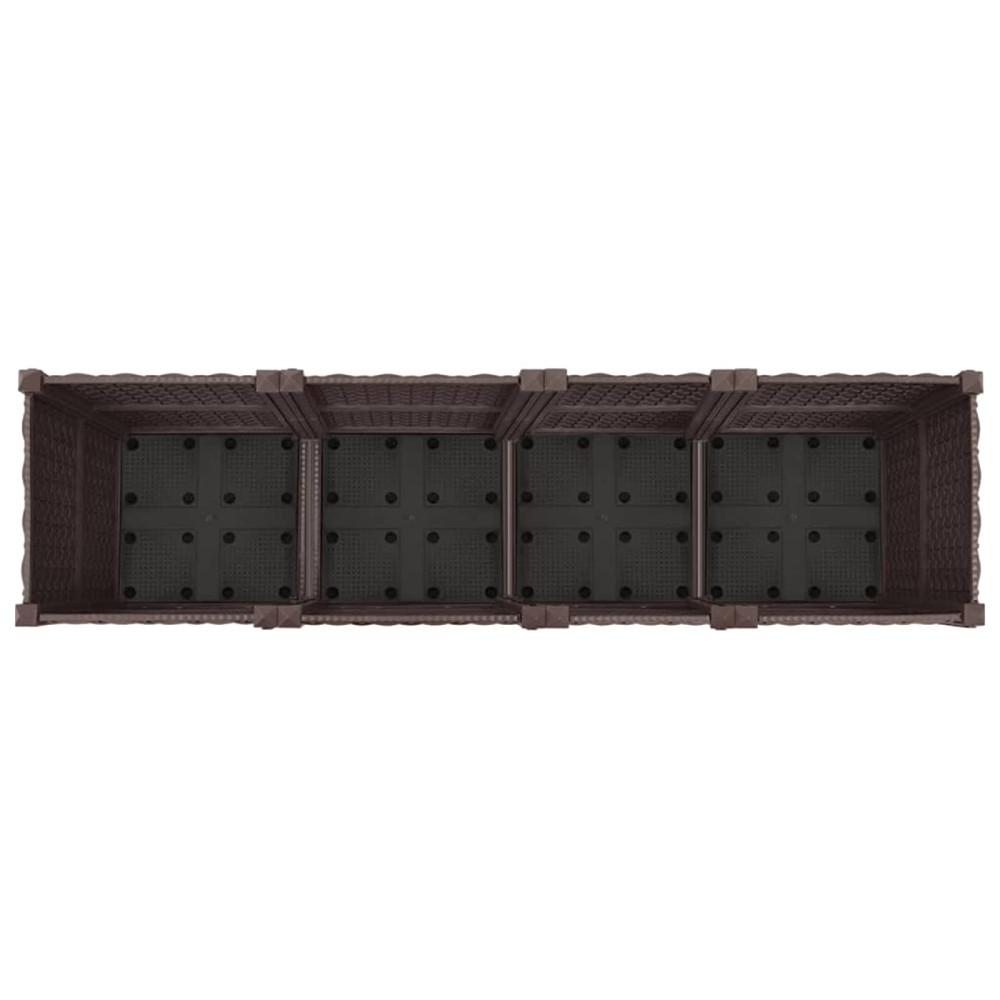Produktbild för Trädgårdsplanterare med hjul Brun 160 x 40 x 44 cm PP