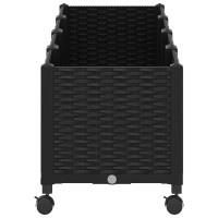 Produktbild för Trädgårdsplanterare med hjul Svart 160 x 40 x 44 cm PP