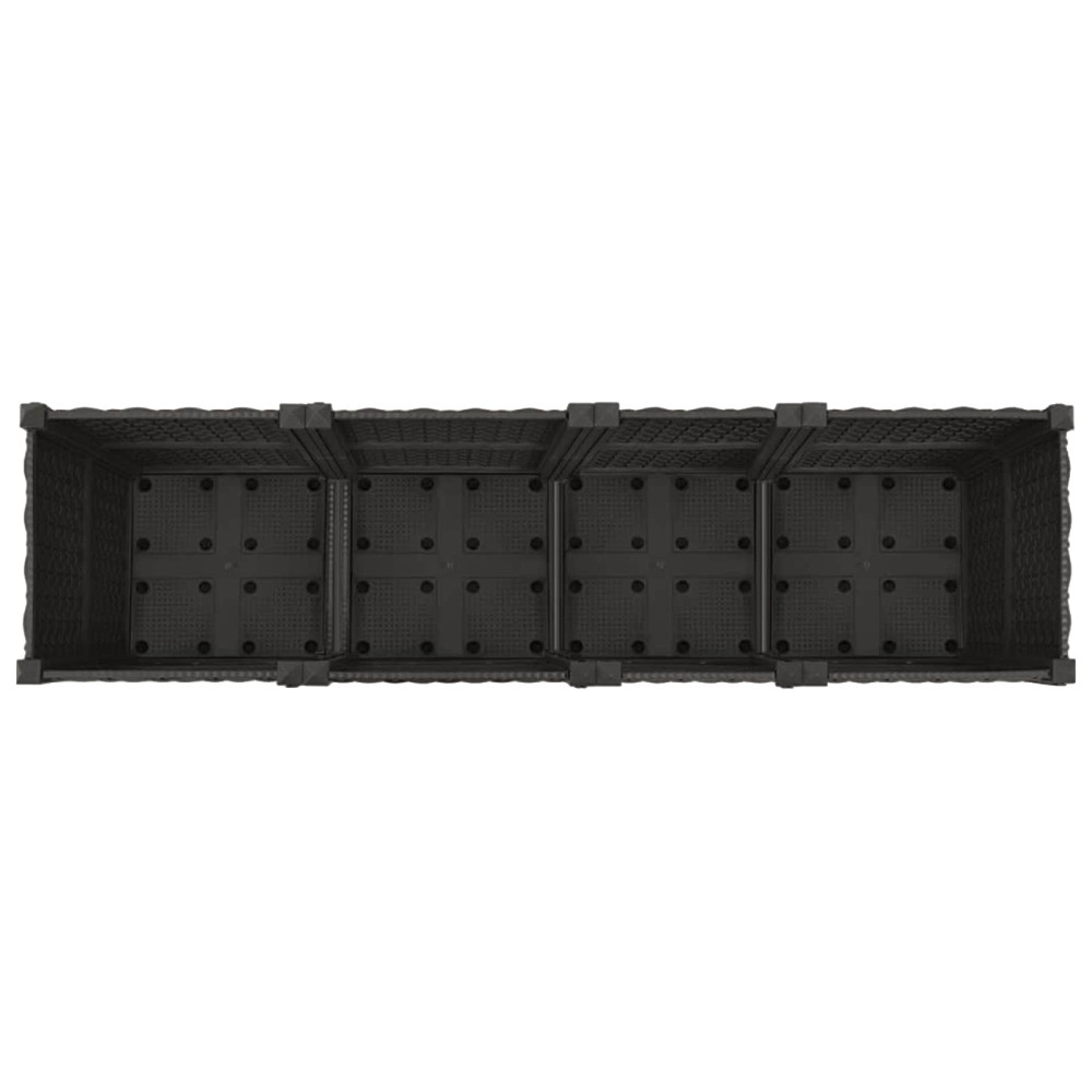 Produktbild för Trädgårdsplanterare med hjul Svart 160 x 40 x 44 cm PP