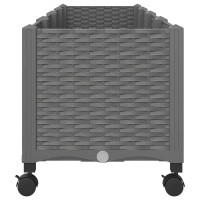 Produktbild för Trädgårdsplanterare med hjul Ljusgrå 160 x 40 x 48 cm PP