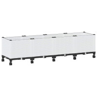 Produktbild för Trädgårdsplanterare med hjul Vit 160 x 40 x 48 cm PP