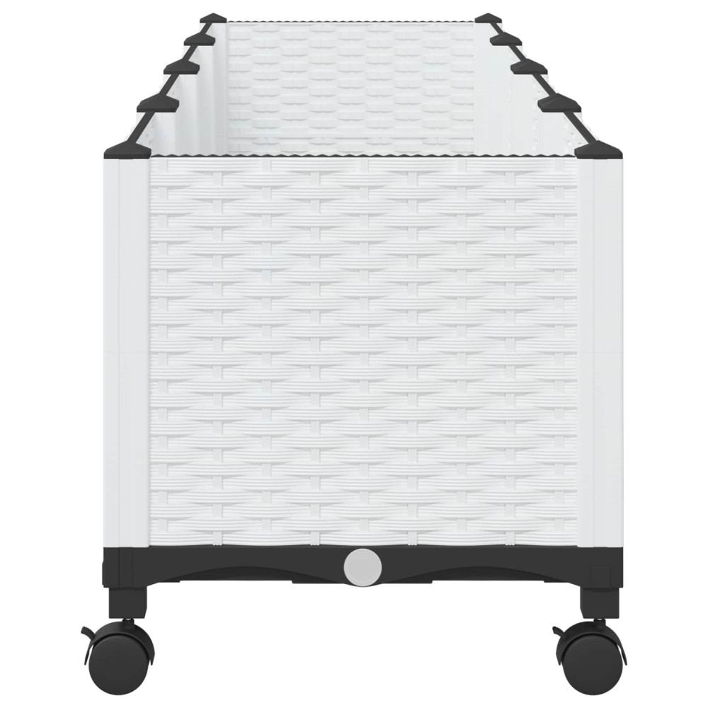 Produktbild för Trädgårdsplanterare med hjul Vit 160 x 40 x 48 cm PP