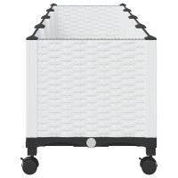 Produktbild för Trädgårdsplanterare med hjul Vit 160 x 40 x 48 cm PP