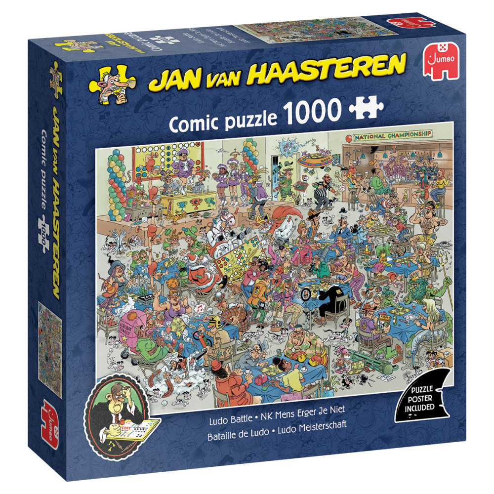 Produktbild för Jan van Haasteren Pussel -  Ludo Battle 1 000 bitar