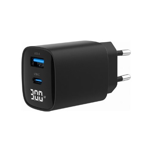 Gembird Gembird strömadapter - LCD-skärm - USB, USB-C - 30 watt