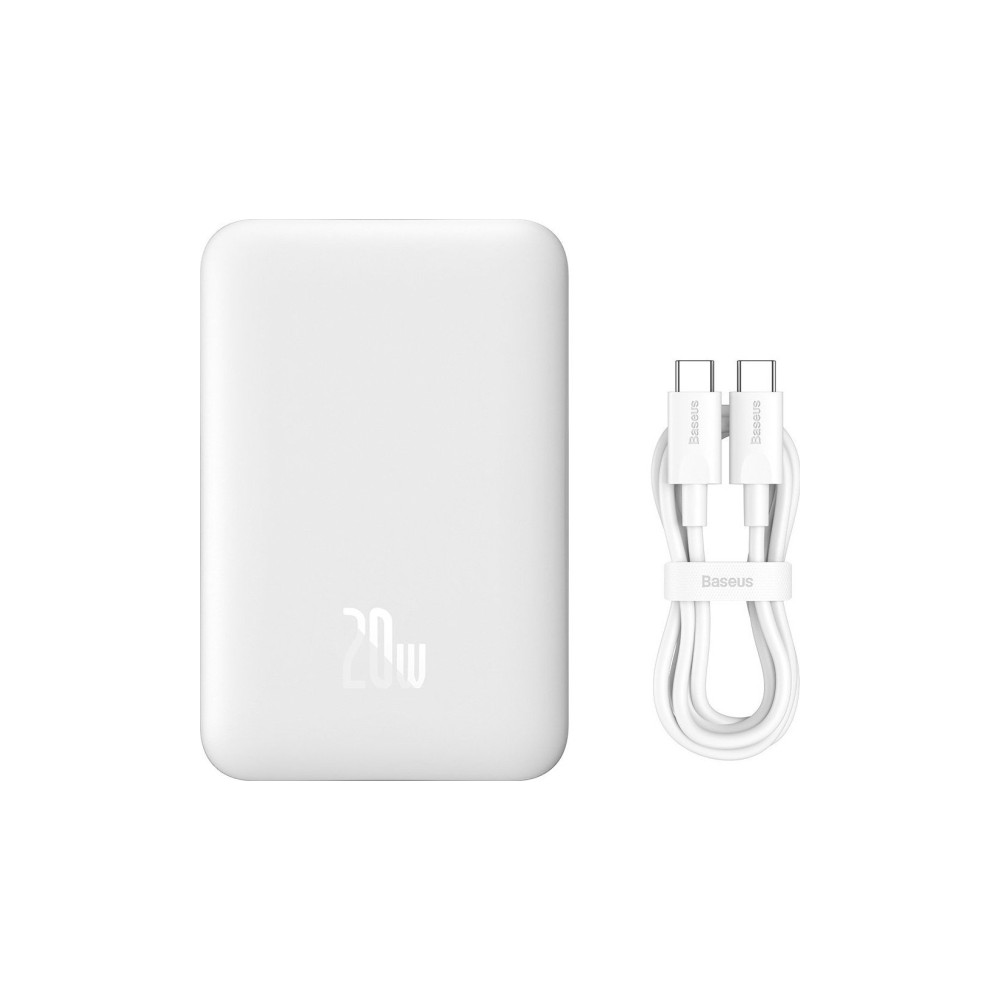 Produktbild för Baseus Magnetic Mini, 10000 mAh, Trådlös laddning, 20 W, Vit