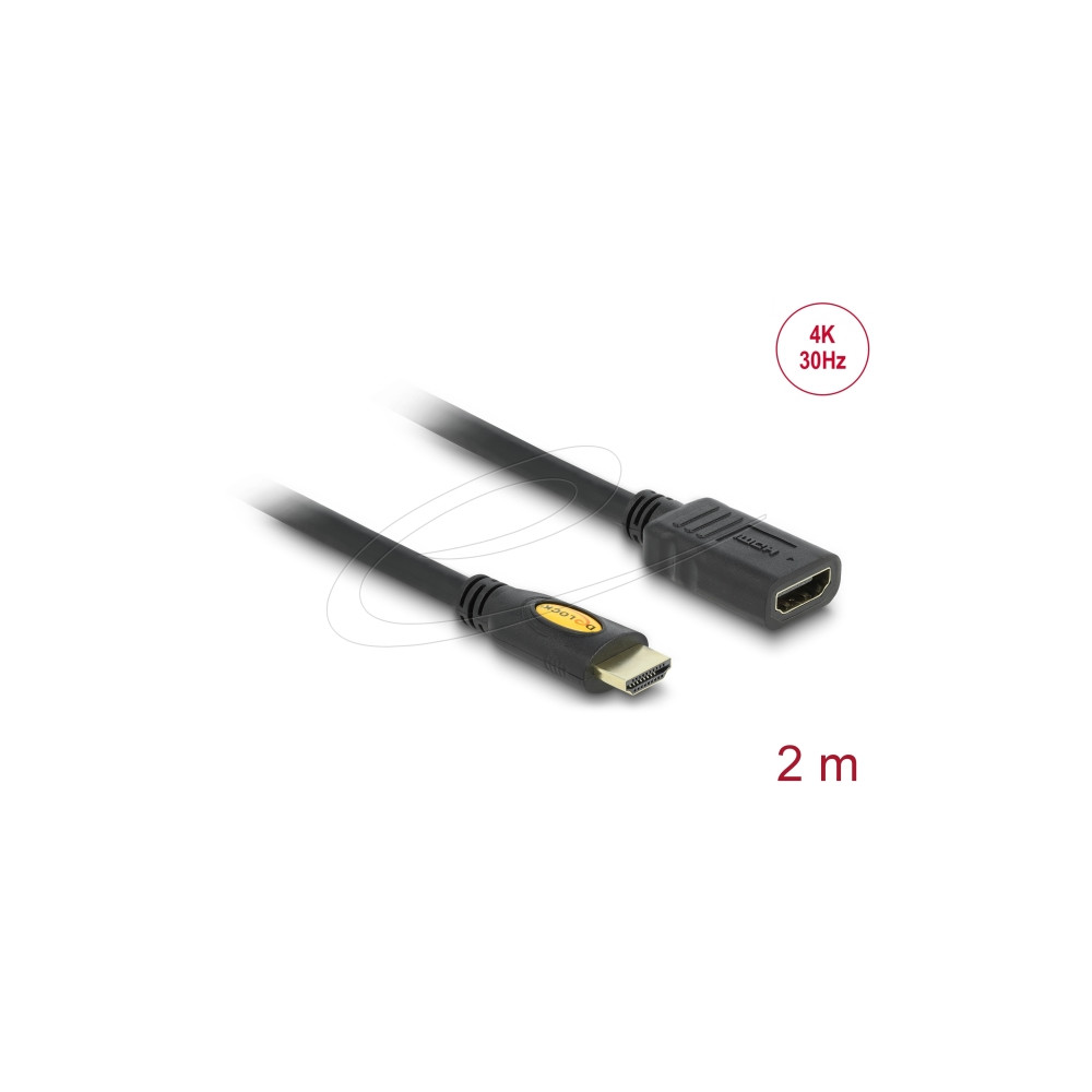 Produktbild för Delock High Speed HDMI with Ethernet - HDMI-förlängningskabel med Ethernet - 2 m