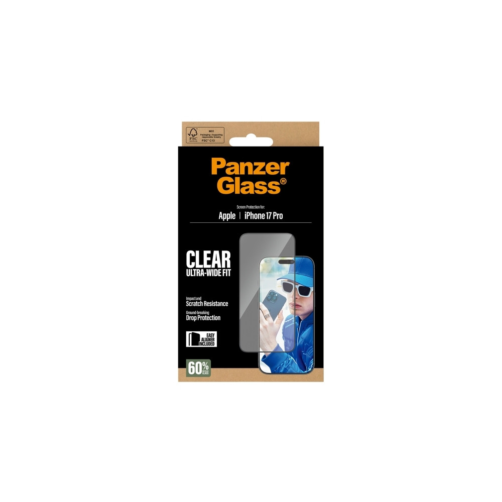 Produktbild för PanzerGlass - skärmskydd för mobiltelefon - ultrabred passning med EasyAligner