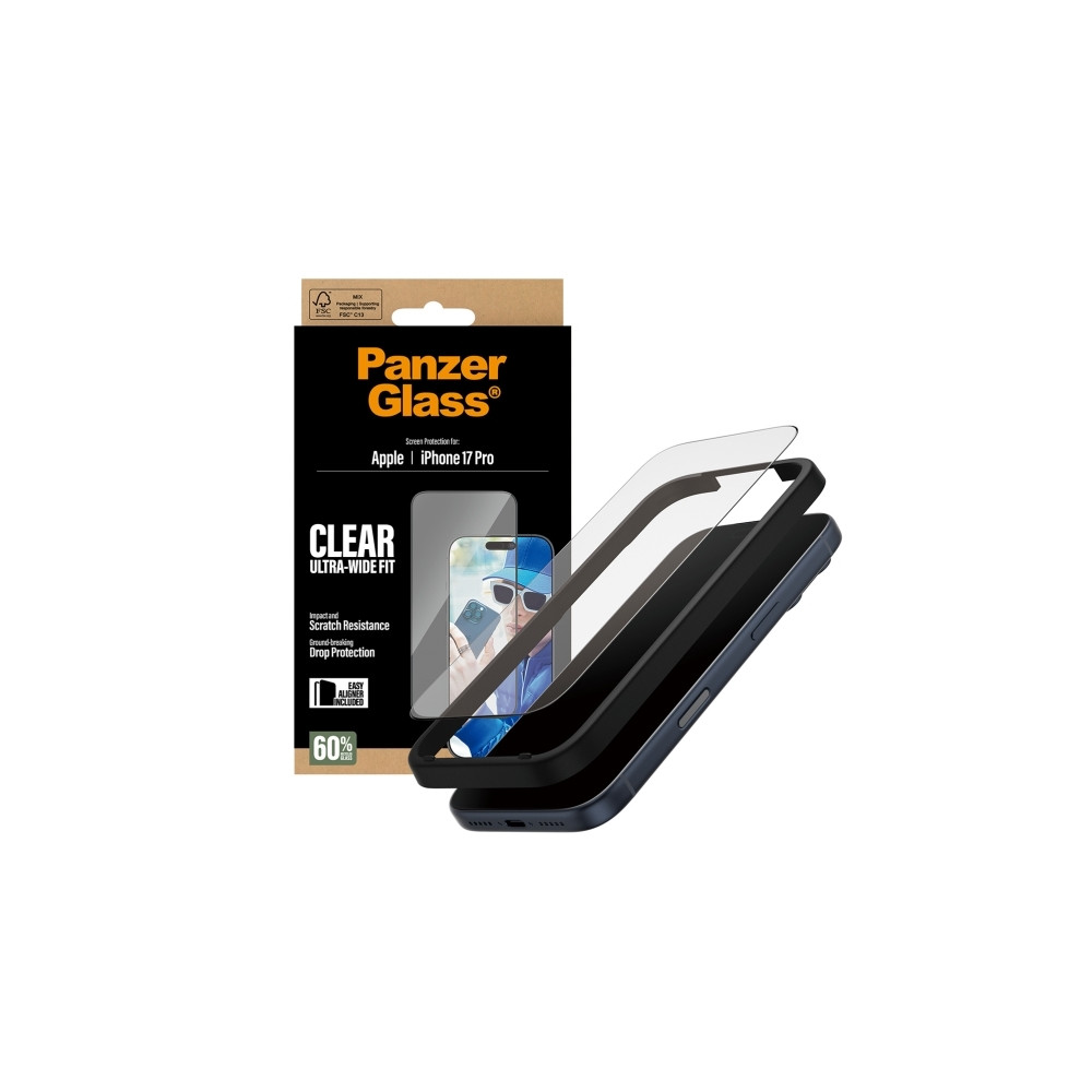 Produktbild för PanzerGlass - skärmskydd för mobiltelefon - ultrabred passning med EasyAligner