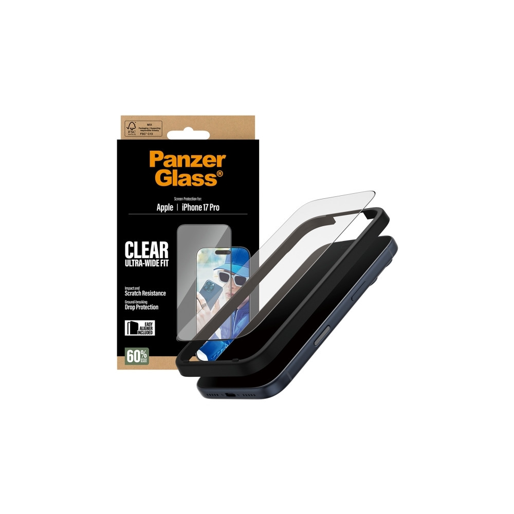 Produktbild för PanzerGlass - skärmskydd för mobiltelefon - ultrabred passning med EasyAligner