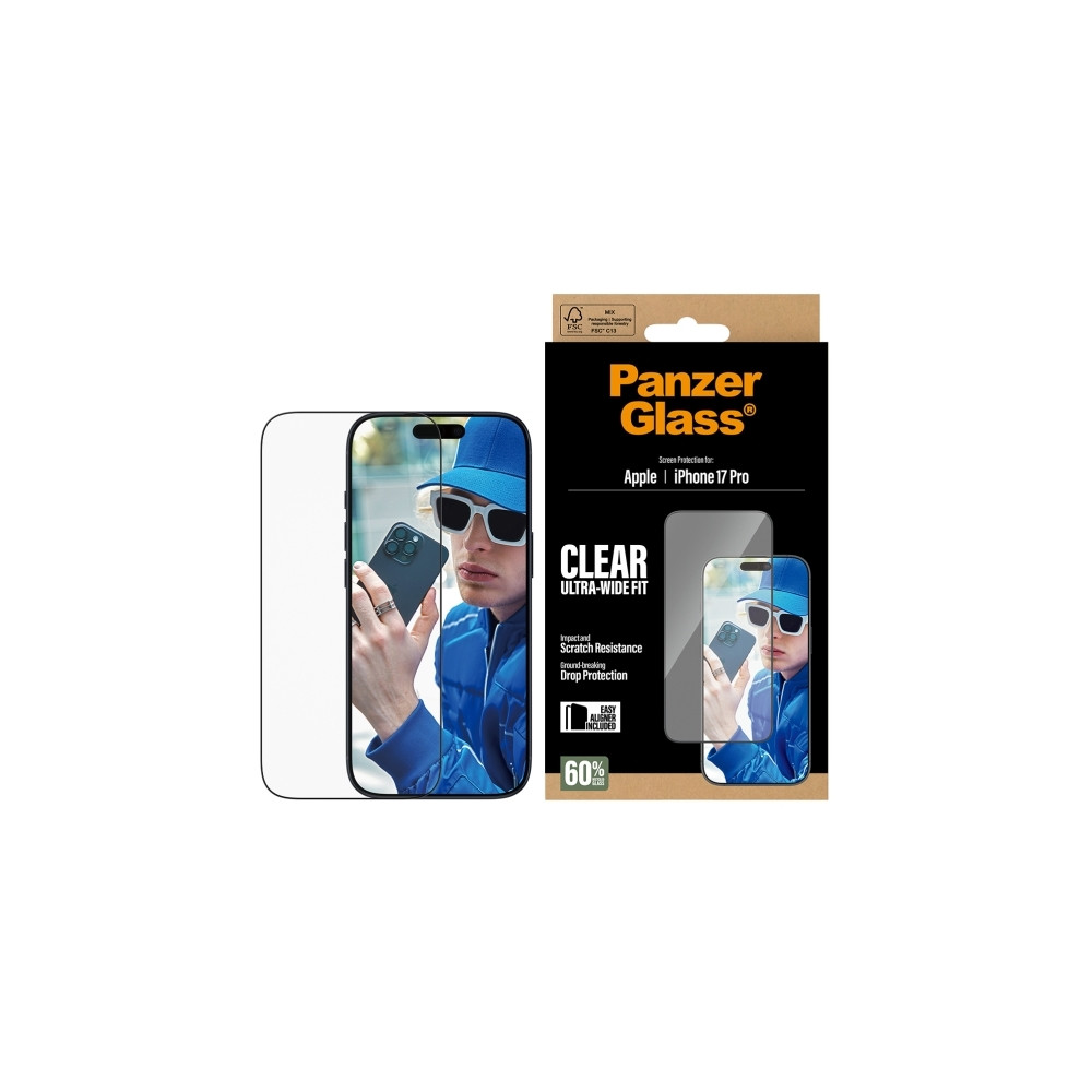 Produktbild för PanzerGlass - skärmskydd för mobiltelefon - ultrabred passning med EasyAligner